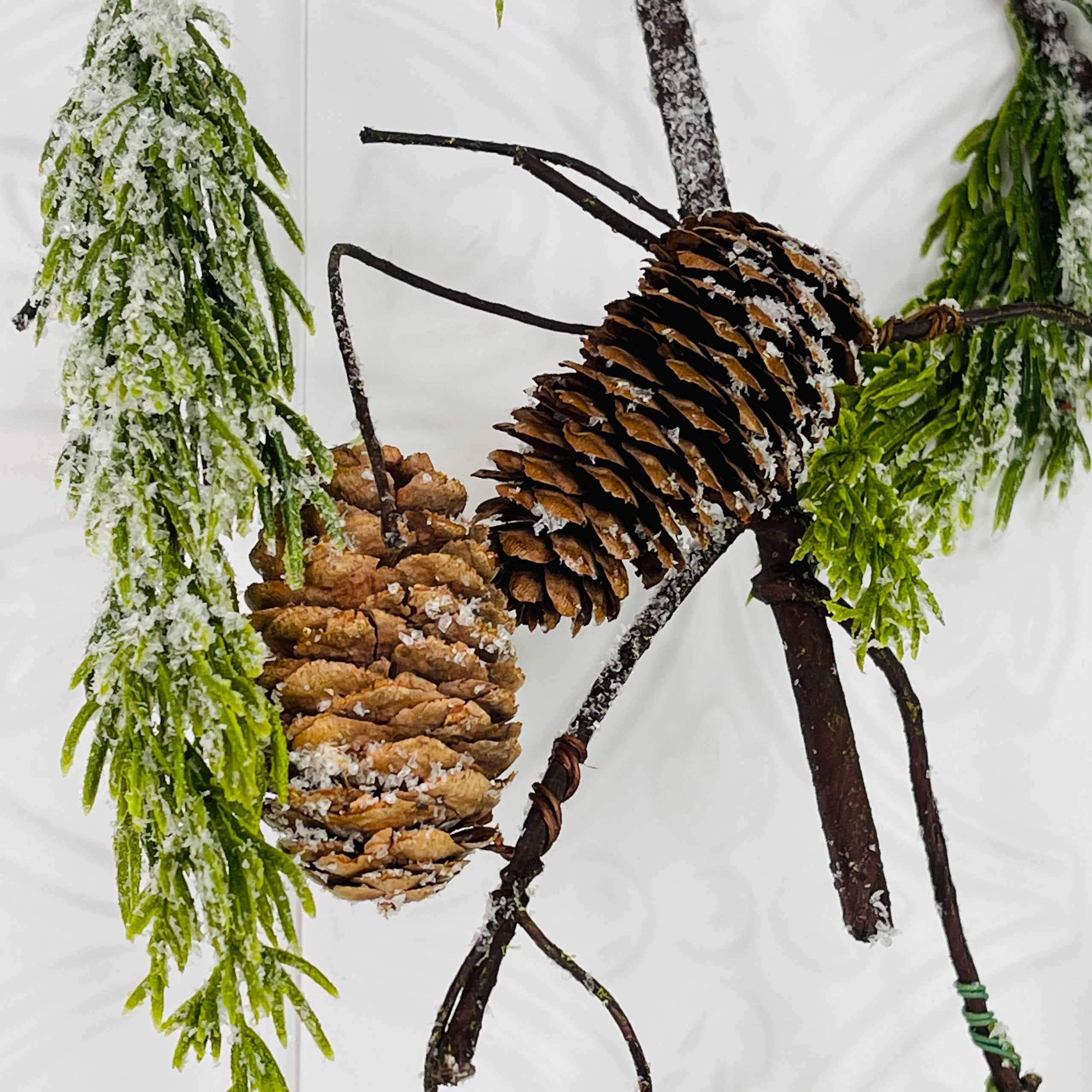 Free Flowing Pine Spray with Cones Heart 'n Home features dried, silk