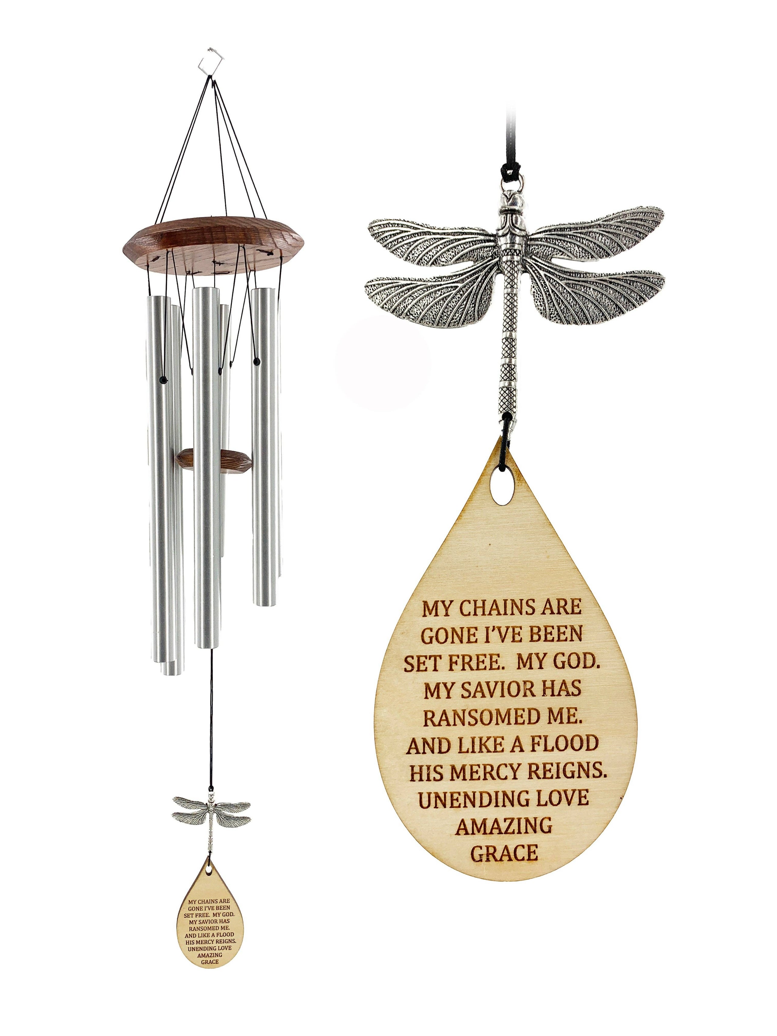 Amazing Grace and Dragonfly Wind Chime by Weathered Raindrops