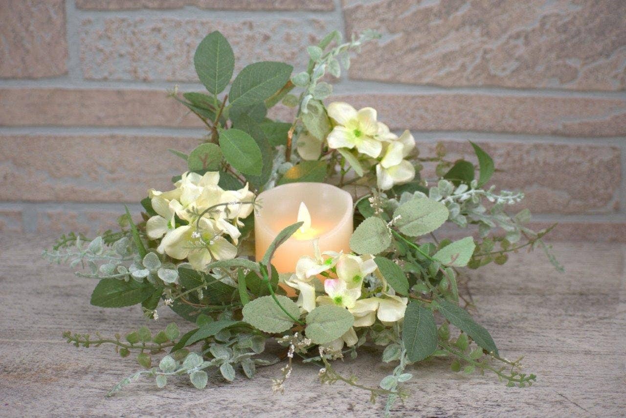 Garden Hydrangea 4.5in Candle Ring Heart n Home